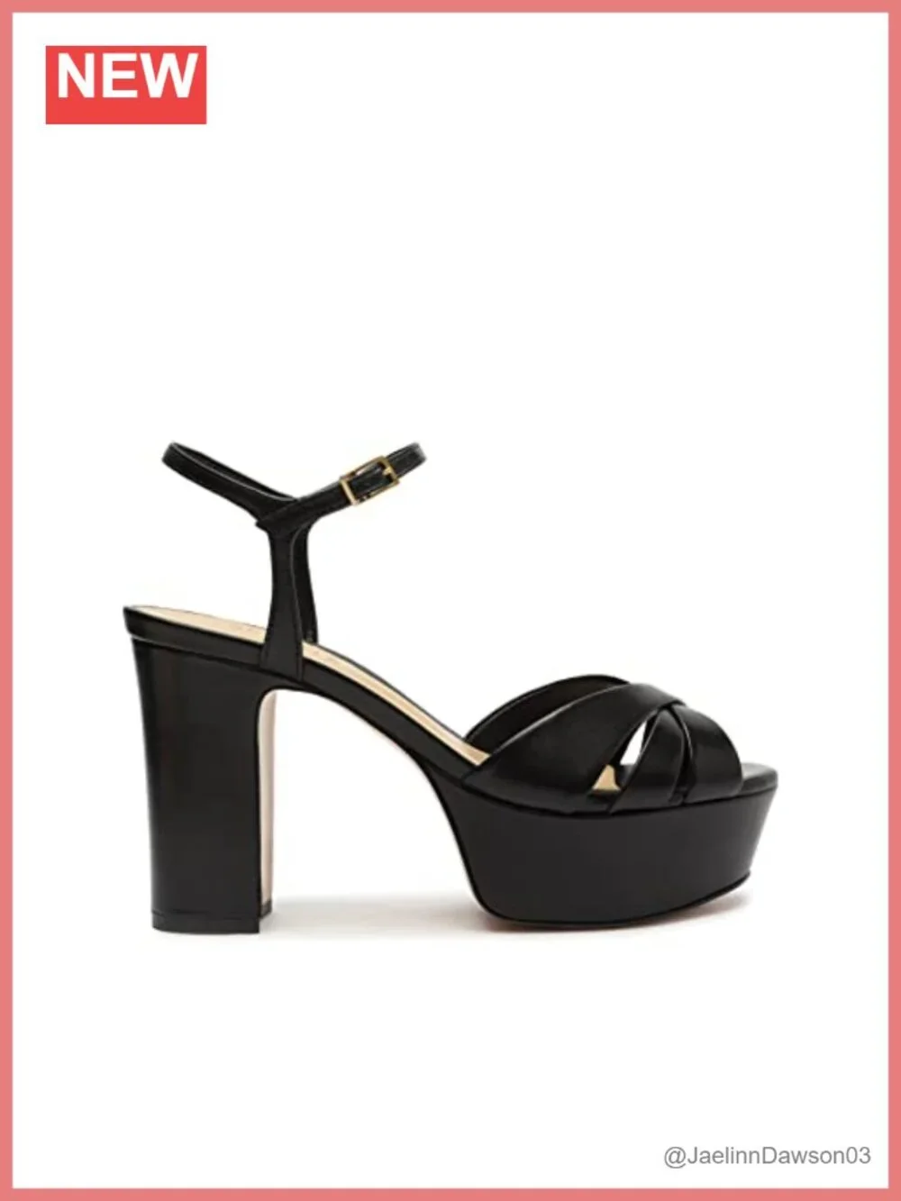 Platform Sandals Chunky Heel Leather Ankle Strap